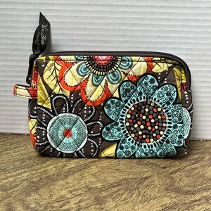 Vera Bradley Small Brown Floral Cosmetic Accessories Bag